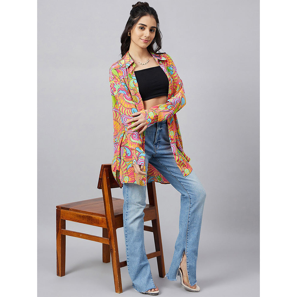First Resort by Ramola Bachchan Bubblegum Multi-Color Pucci Print Boyfriend Shirt