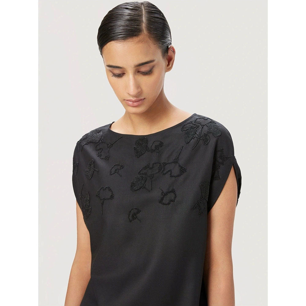 Genes Lecoanet Hemant Women Black Cotton Embellished Top