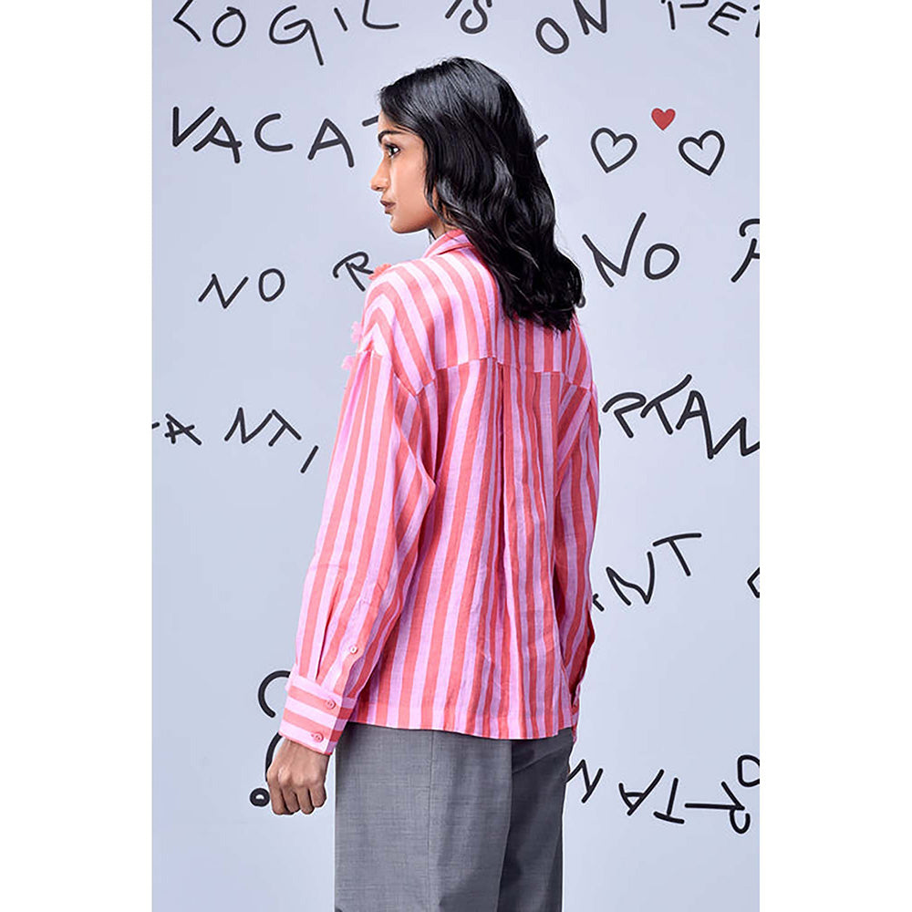 Genes Lecoanet Hemant Tassel Embroidery Shirt- Pink Coral
