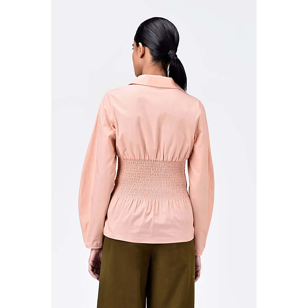 Genes Lecoanet Hemant Voluminous Sleeve Slim Fit Shirt-Light Peach