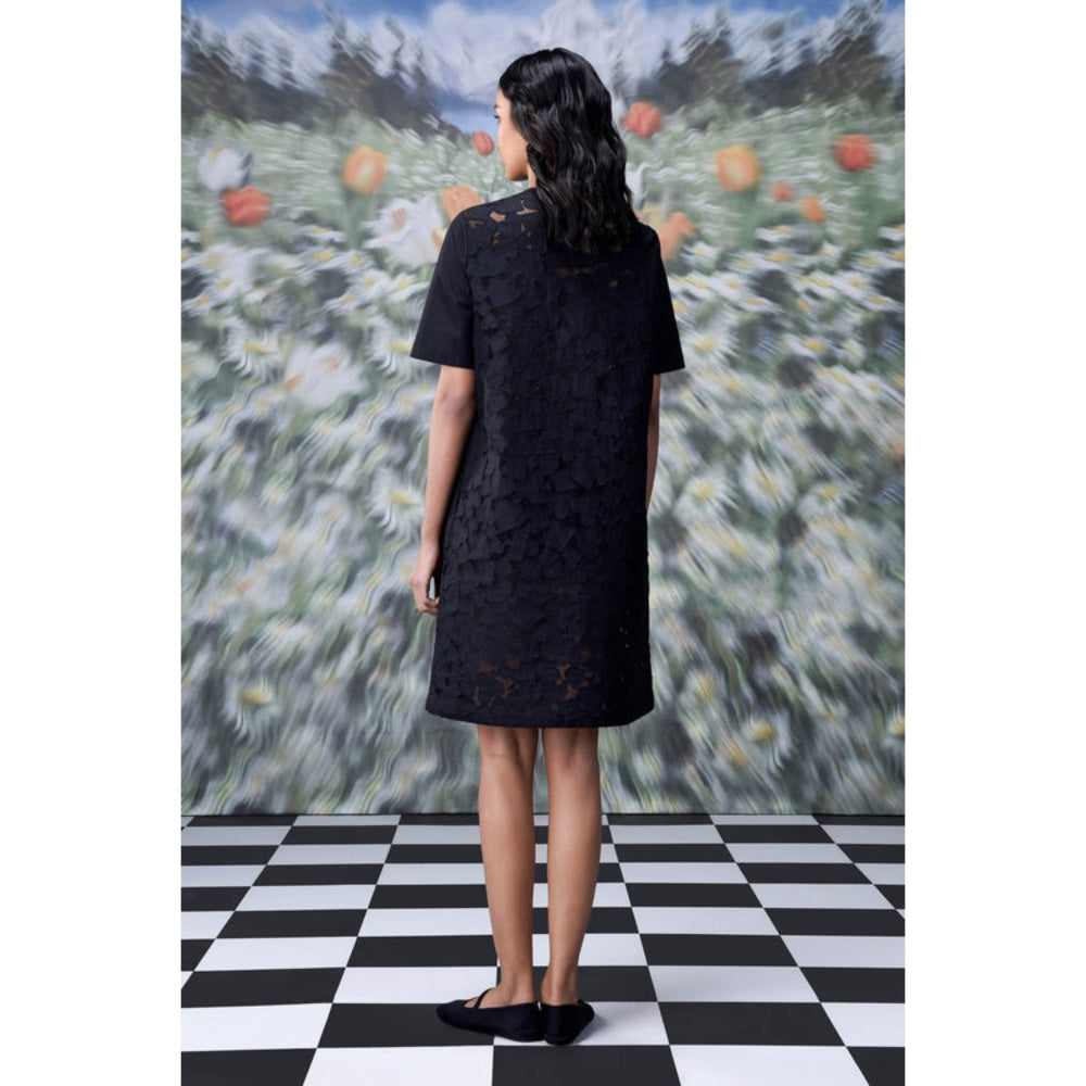 Genes Lecoanet Hemant Cutout Embroidery Relax Fit Dress- Black