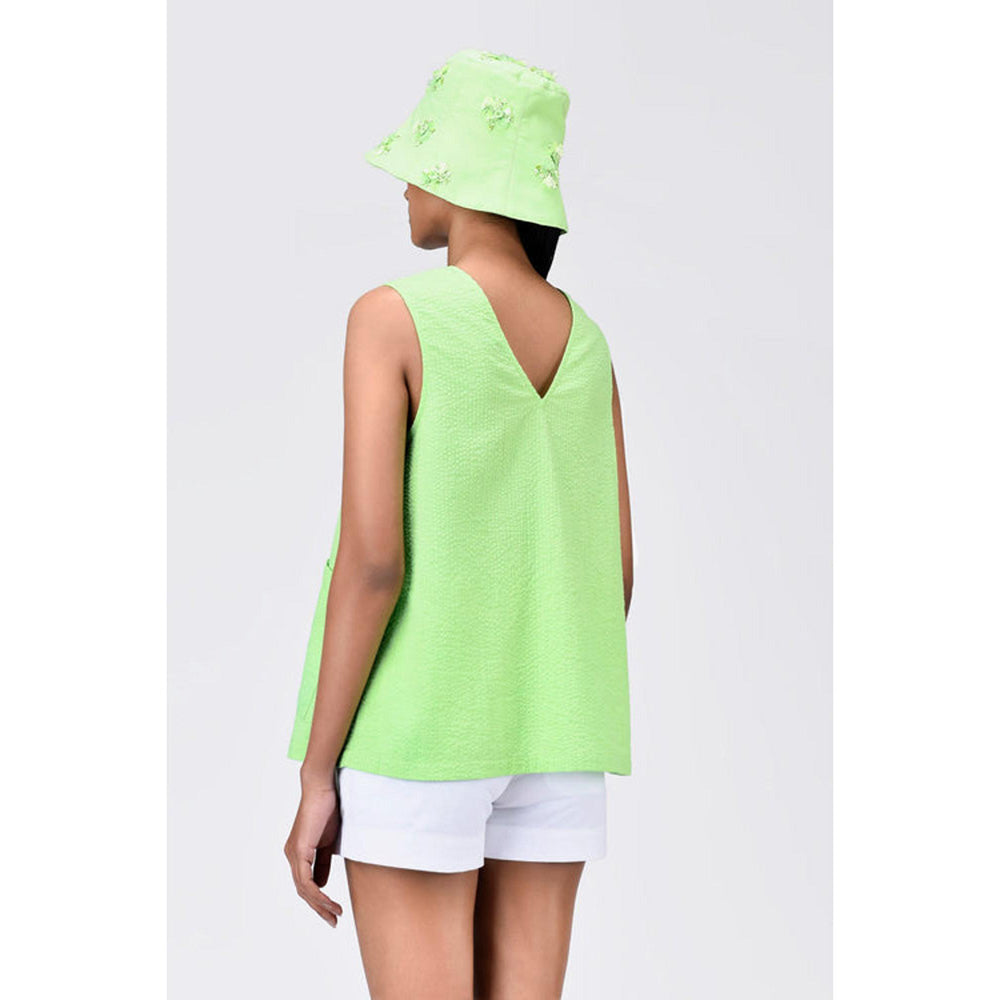 Genes Lecoanet Hemant A-Line Sleeveless Top With V-Neck-Black