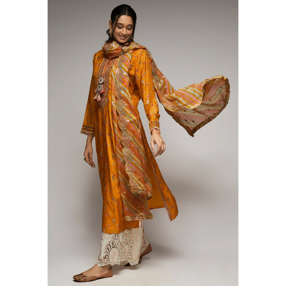 Gopi Vaid Rashida Orange Tunic Palazzo (Set of 3)