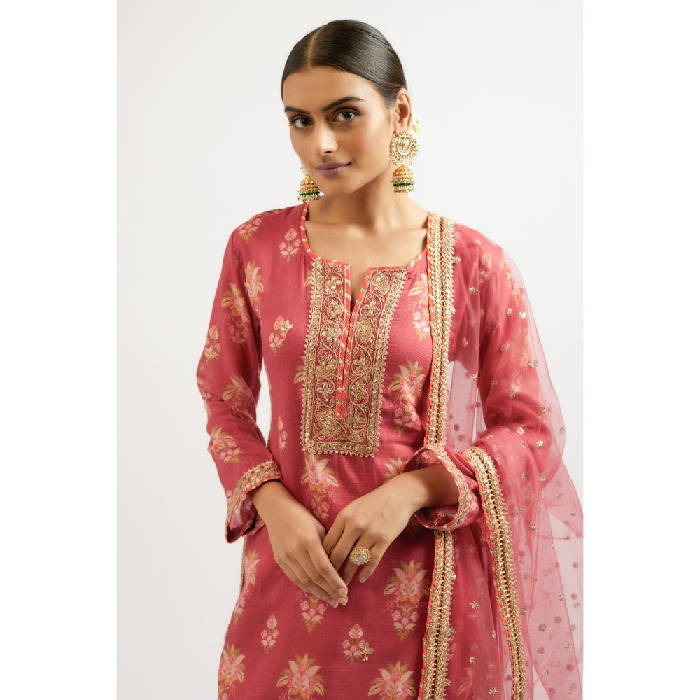 Gopi Vaid Pink Moulika Dhoti with Kurta and Dupatta (Set of 3)