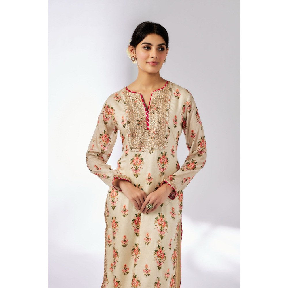 Gopi Vaid Neha Ivory Kurta with Palazzo