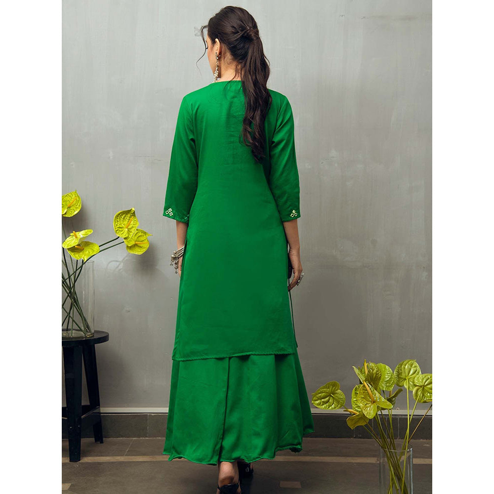 Gulaal Green Sumadhya Kurta with Skirt and Dupatta (Set of 3)