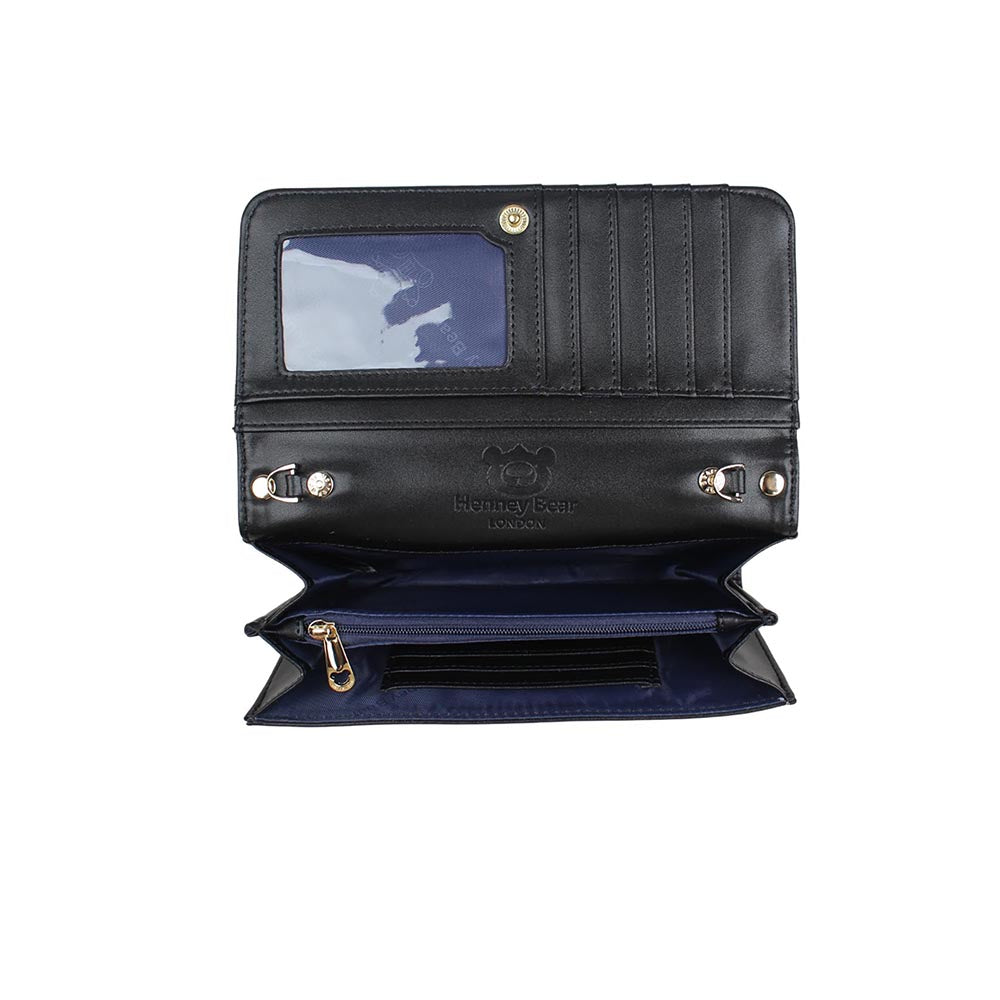 HENNEY BEAR Crown Bear Wallet with Detachable Chain Strap