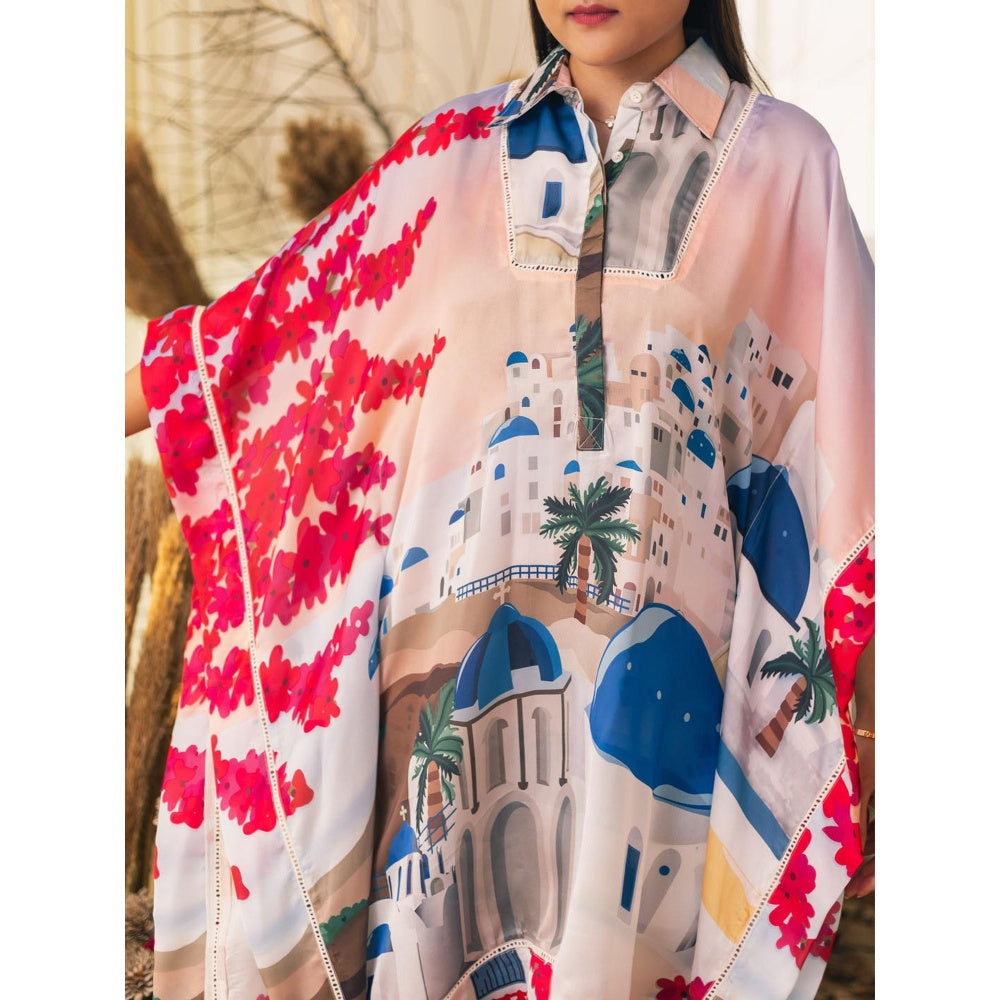 House of Fett Greece Multi Coloured Printed Mid Waist Co-Ord Set