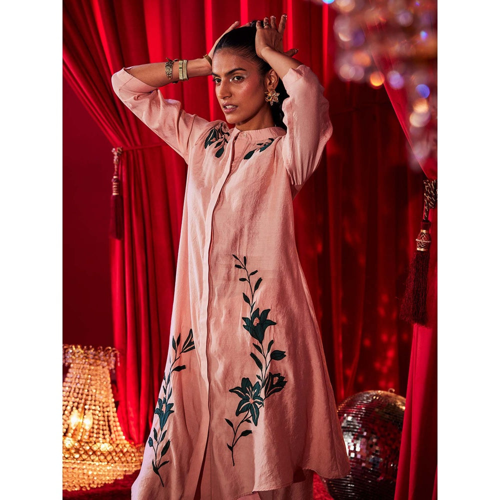House of Fett Petalina Peach Embroidered Co-Ord Set