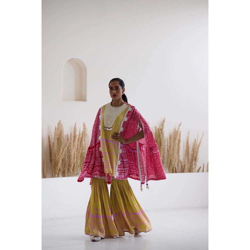 Inej Lakeer Drape Kurta Cape with Sharara (Set of 2)