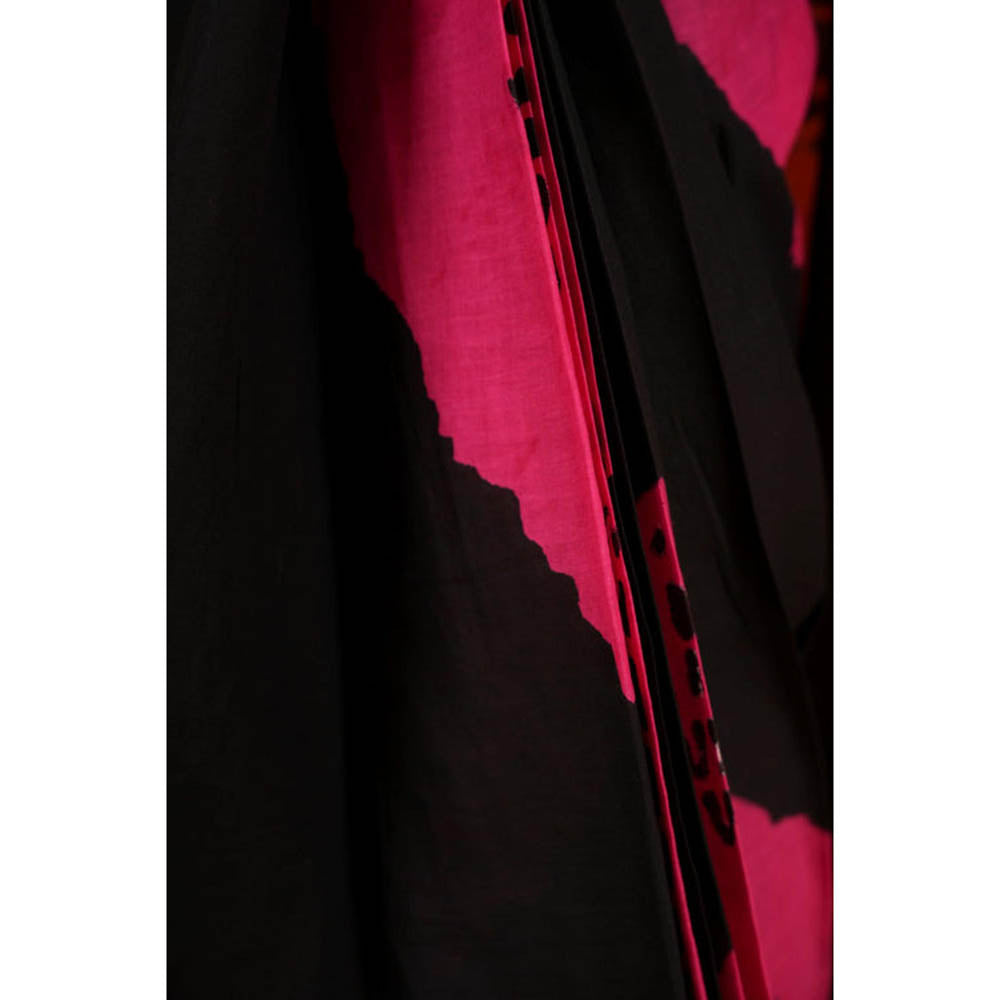 Isadora Life Womens Printed Multi-Color Pre-Draped Saree With Unstitched Blouse