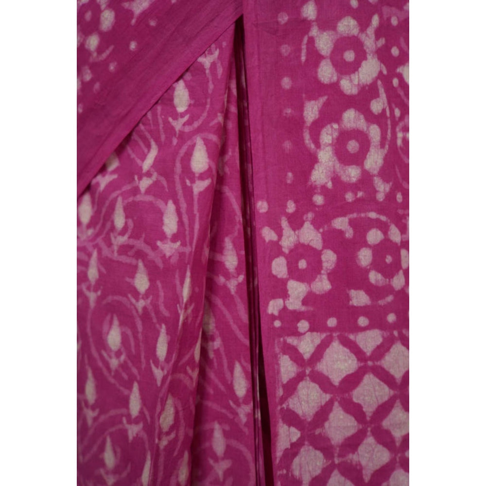 Isadora Life Womens Printed Purple Pre-Draped Saree With Unstitched Blouse