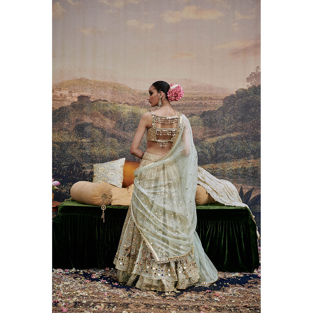 ITRH Green Noor Jahan Lehenga Blouse with Dupatta (Set of 3)