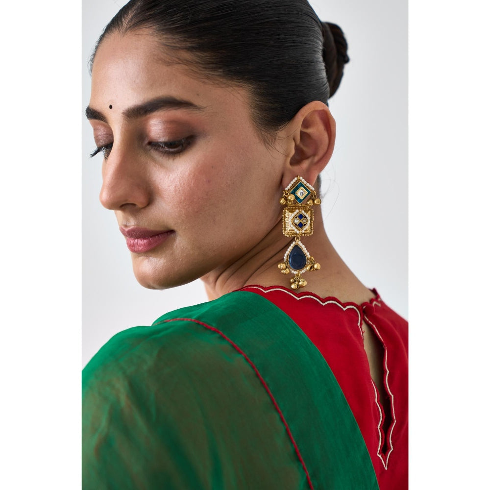 Janki India Green Organza Embroidered Saree and Petticoat Without Blouse