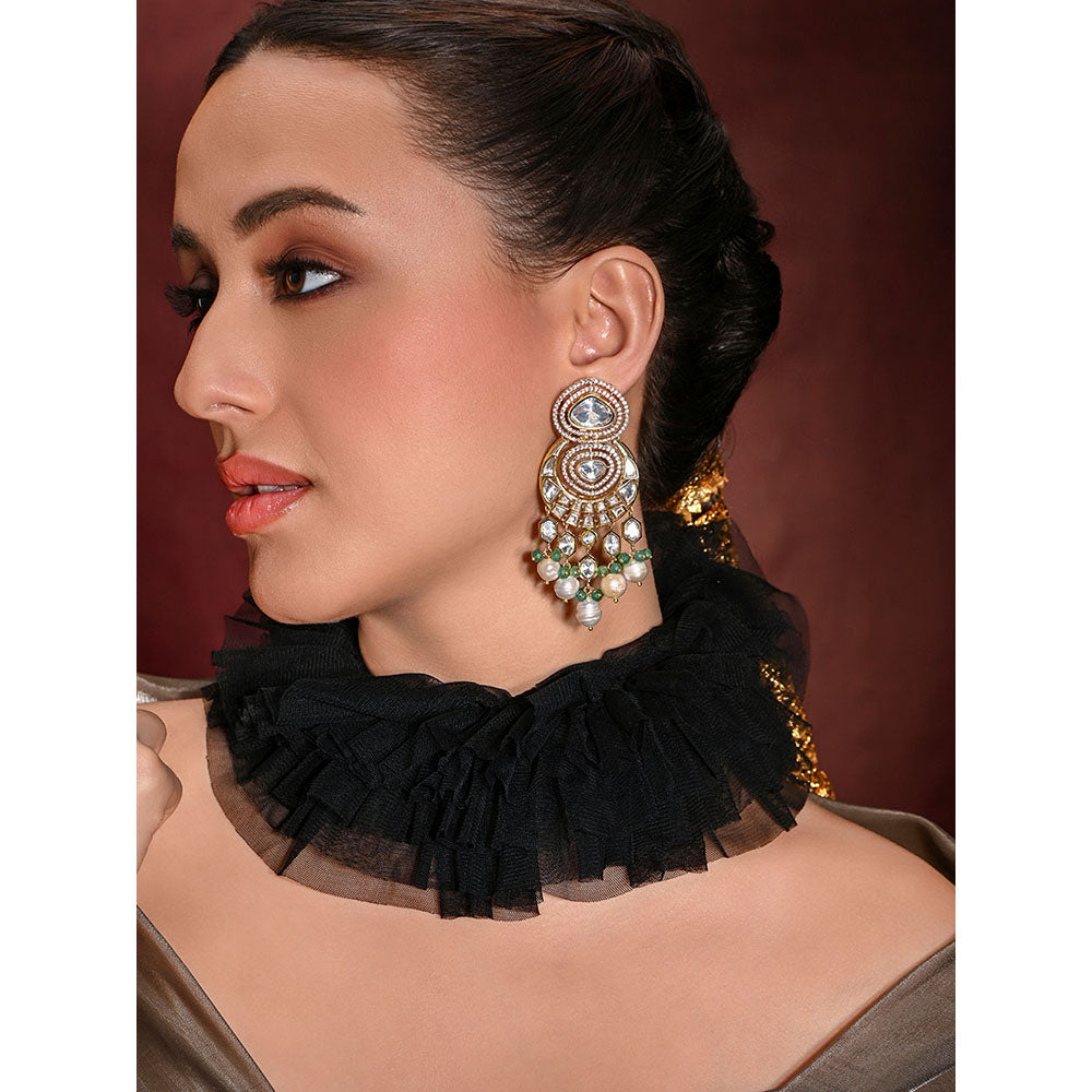 Joules By Radhika Glam White Dangler Earrings