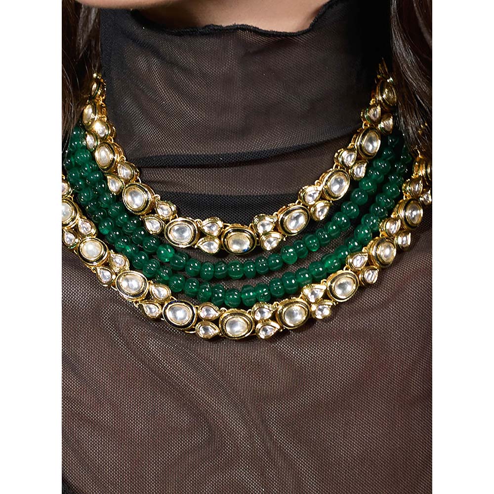Joules By Radhika Regal Aura Green Polki Necklace