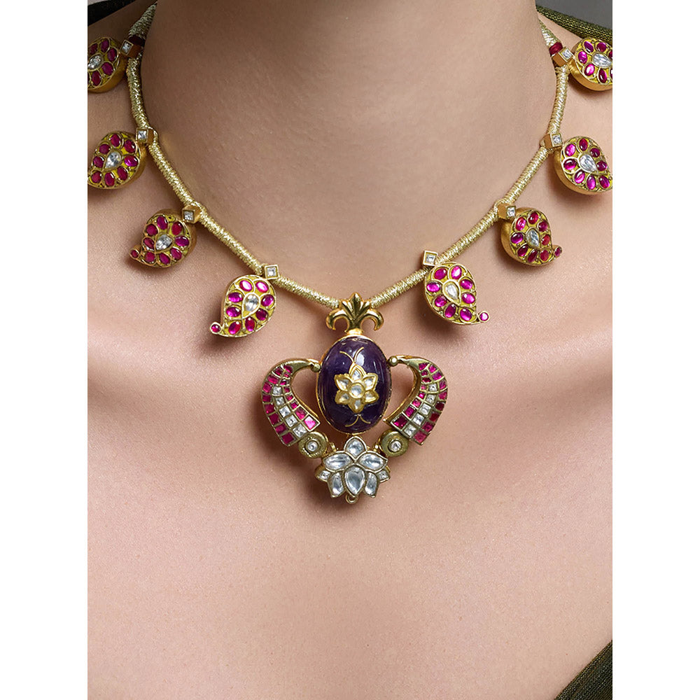 Joules By Radhika Multi-Color Stone Temple Necklace