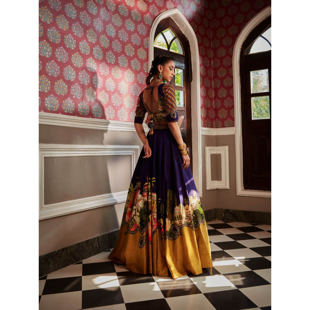 KALISTA Blue Aria Lehenga with Blouse (Set of 2)