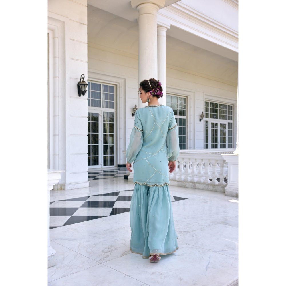 KALISTA Blue Kurti with Sharara and Dupatta
