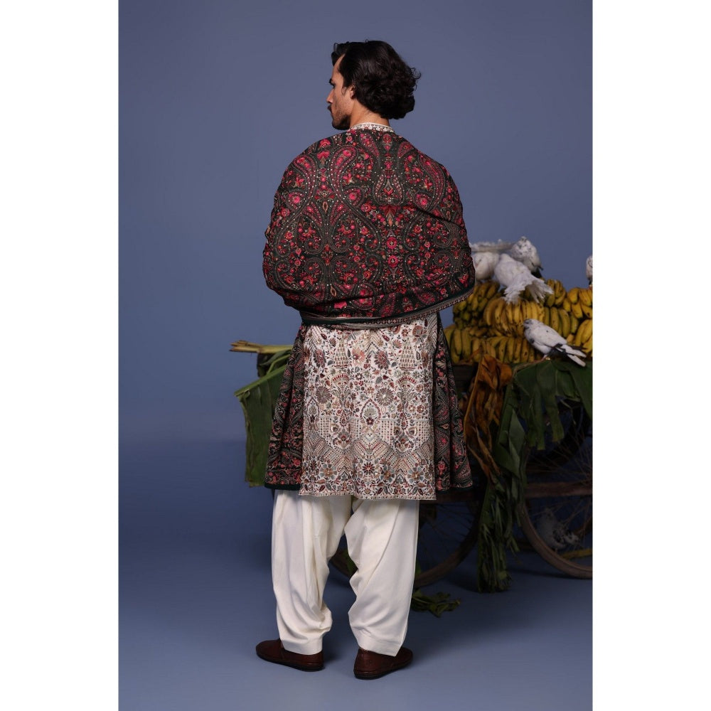 KALPRAAG Ivory Viscose Embroidered Kurta with Salwar and Dupatta