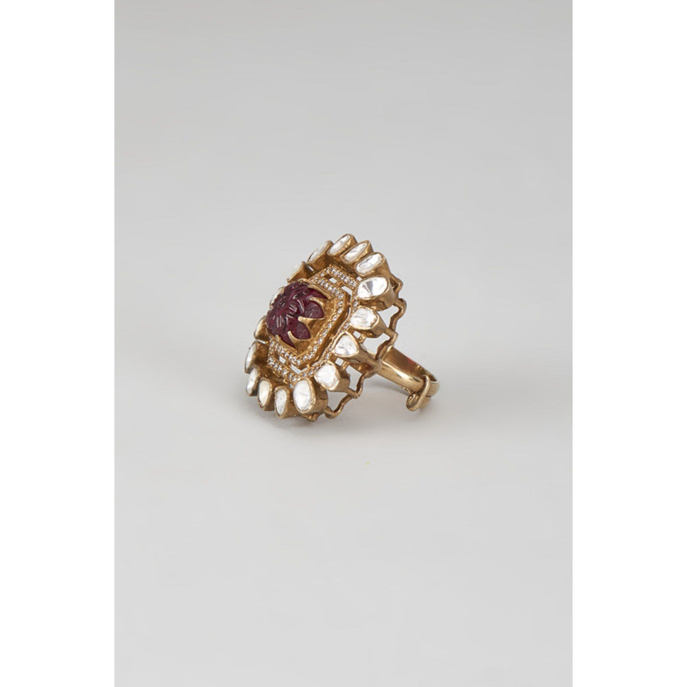 KARISA DESIGNS Purple Shiraaz Moissanite Ruby Ring