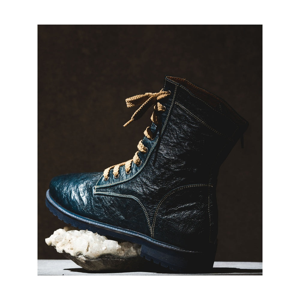 Kavith Sainaani Teal Crinkle Boots with Beige Lacing (Pack of 2)