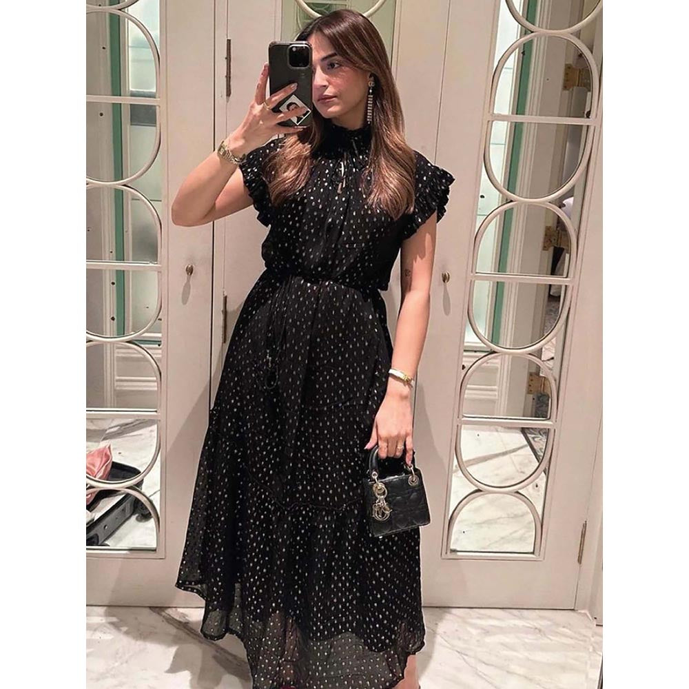 Kay Kay BY KKHUSHI SAHAII Riley Printed Black Maxi Dress