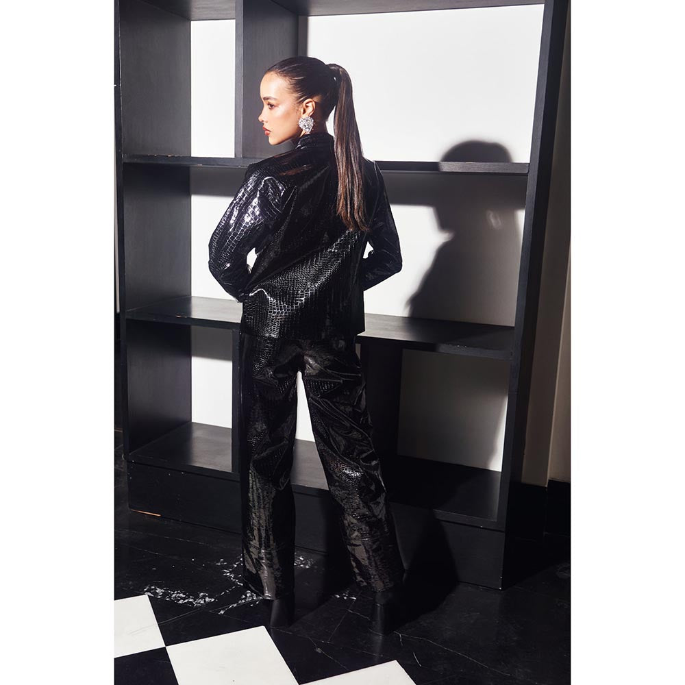 Kay Kay BY KKHUSHI SAHAII Elodie Black Textured Shirt and Pant