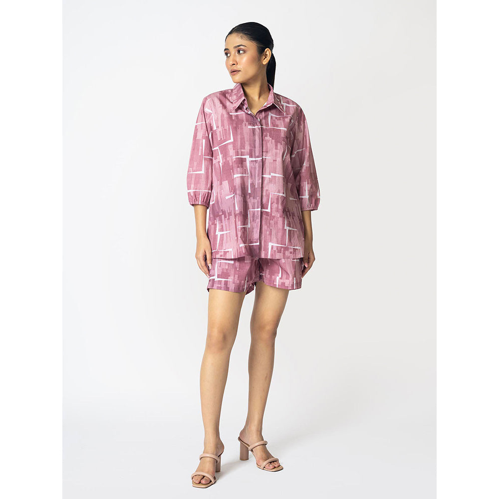 Klad Brick Mauve Collar Neck Shirt