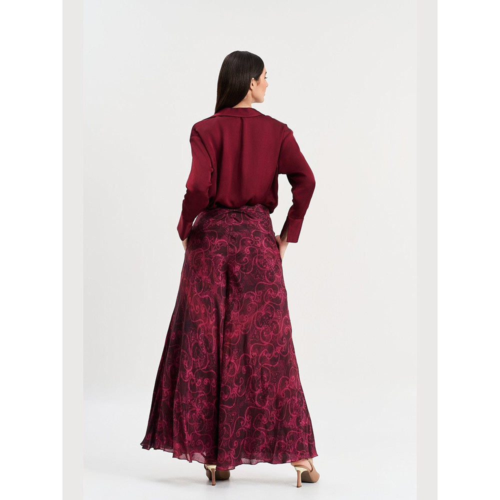 KOSWI Maroon Oversized Button Down Shirt