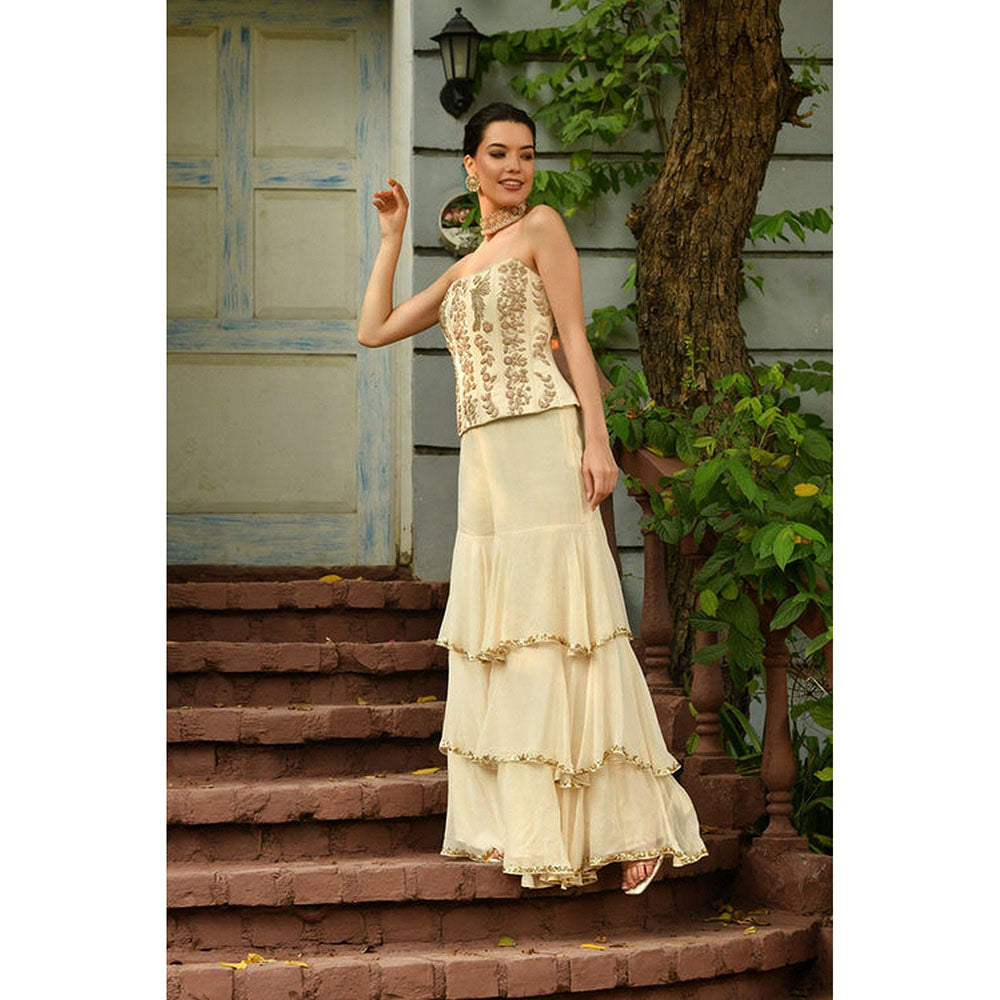Sunanta Madaan Ivory Top with Sharara and Dupatta