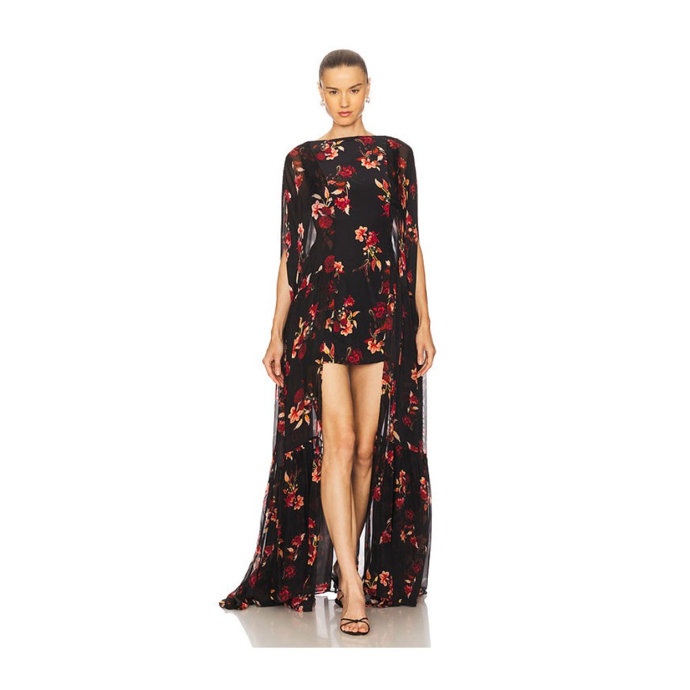 La Fuori Coralia Gathered Cape Dress