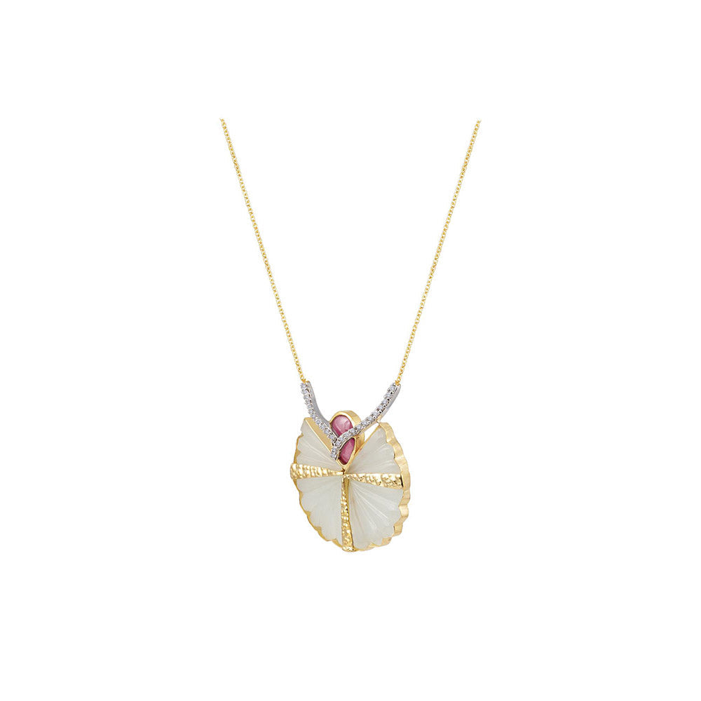 La marque-M White Fan Diamond Necklace