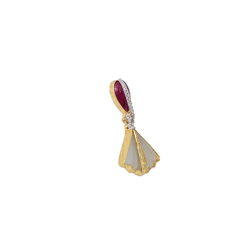 La marque-M Red Leafy Gold Earrings