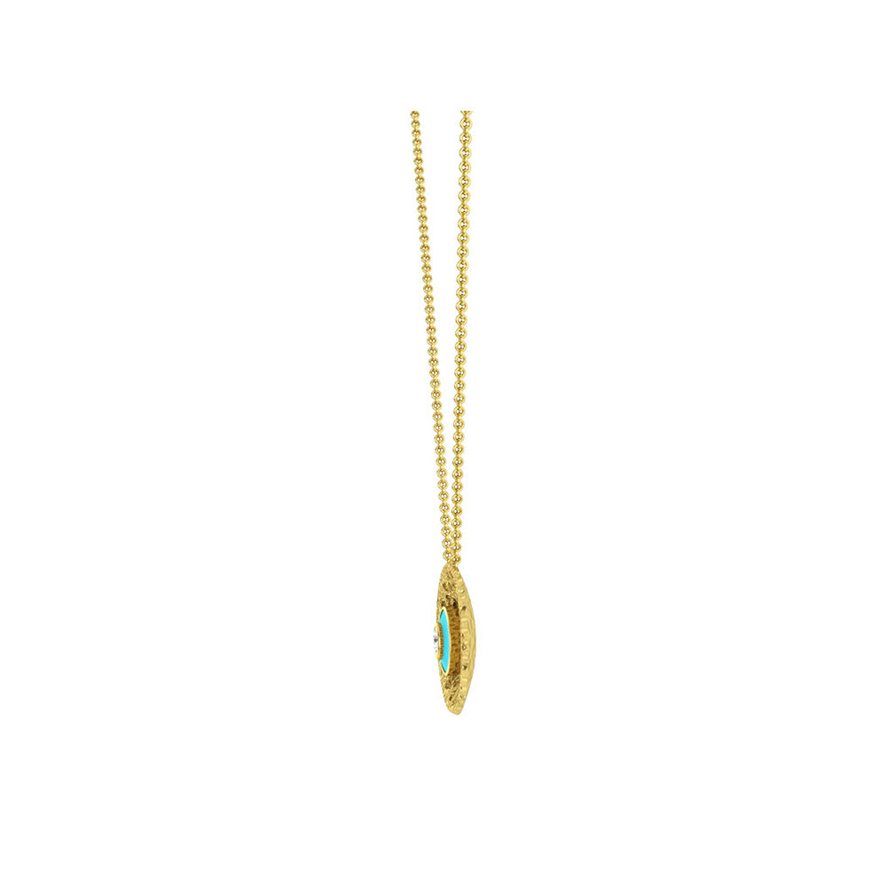 La marque-M White Hammered Evil Eye Necklace