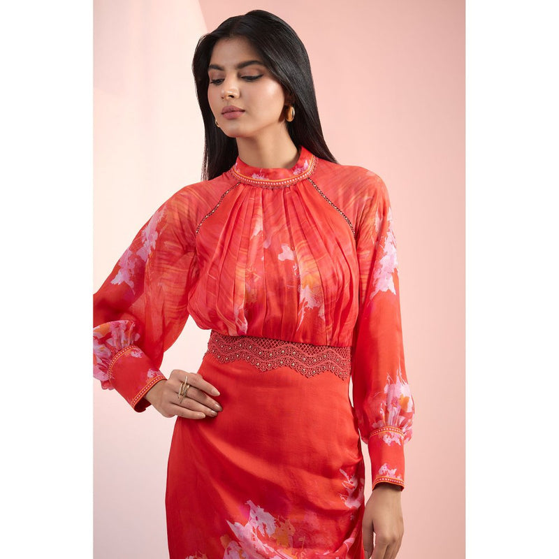 MANDIRA WIRK Red Printed Maxi Dress