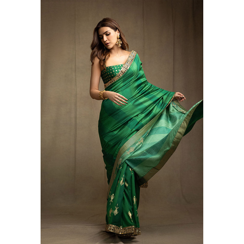 Masaba Green Mystic Saree with Unstitched Blouse