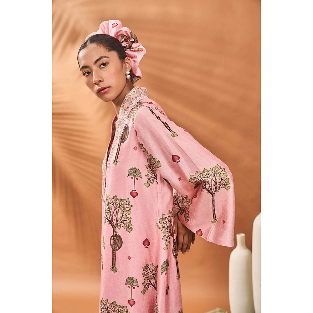 Masaba Pink Wilds Cape Kurta with Pant (Set of 2)