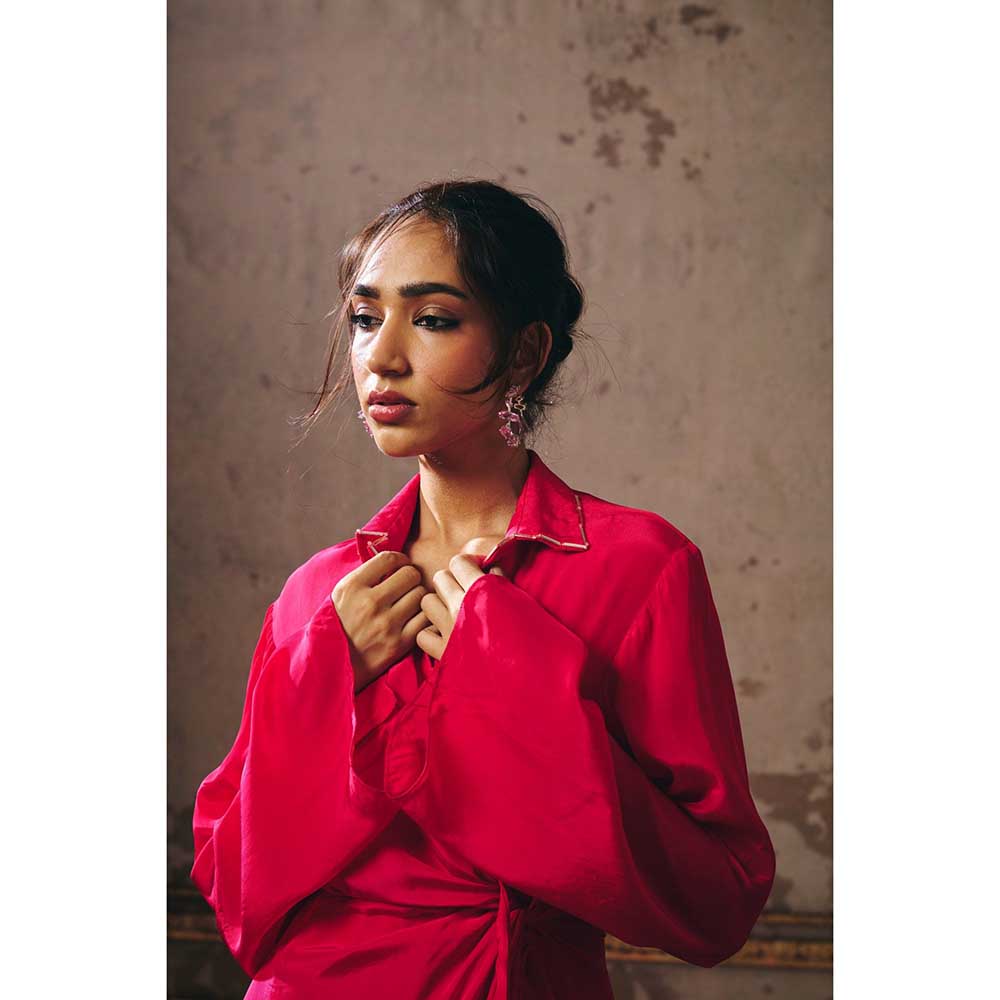 Masumi Mewawalla Hot Pink Shirt Maxi Dress