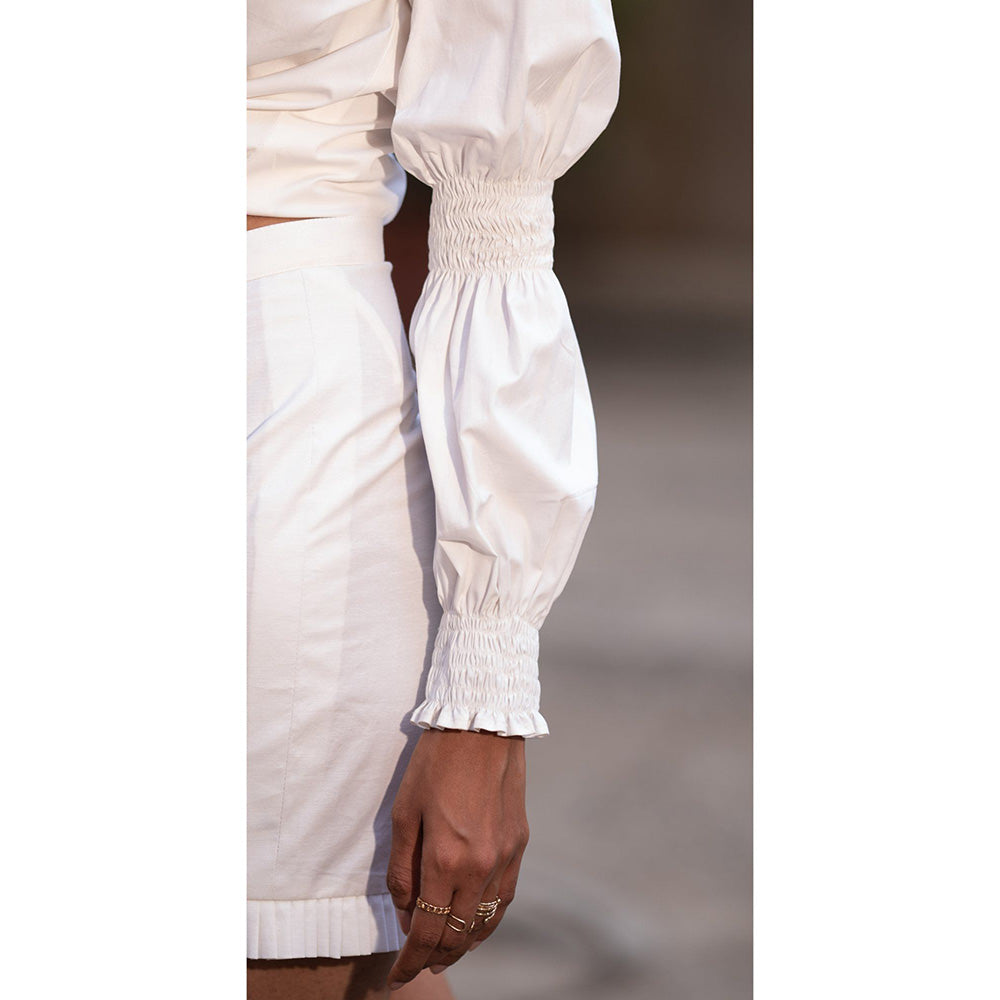 MEHAK MURPANA White Shirt With Elasticated Sleeves