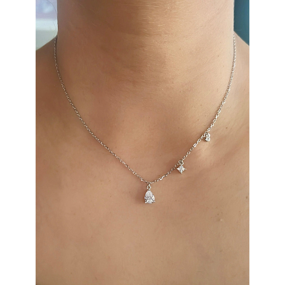 Mon Tresor Whispering Charms Silver Pendant Necklace with Pair Of Earrings - White