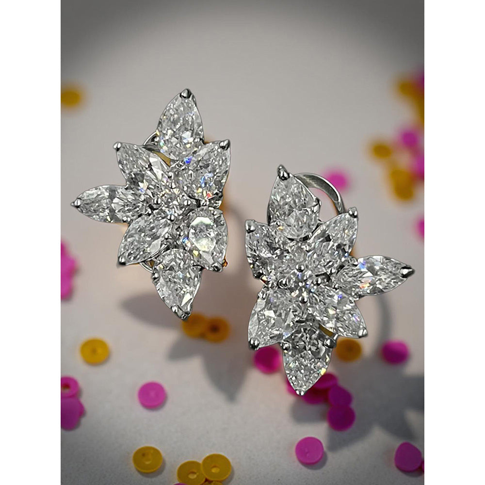 Mon Tresor Classic Pear Cluster Stud Earrings - White
