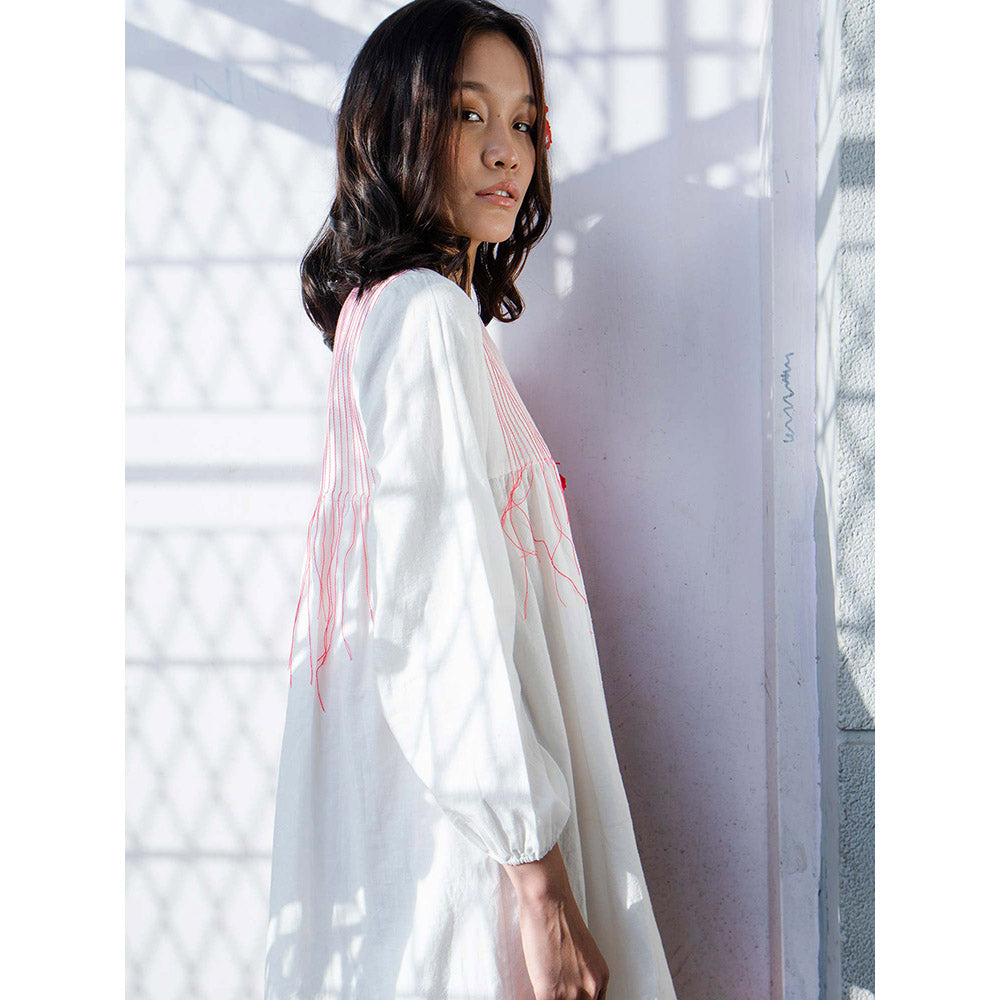 Nikasha Bulbul Dress With Pin Tucks And Tassels