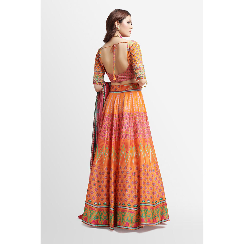 Nikkie J Adah Printed Embellished Blouse with Lehenga and Dupatta (Set of 3)