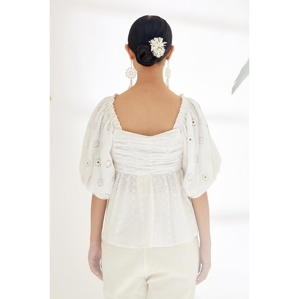 Nikasha White Self Design Top