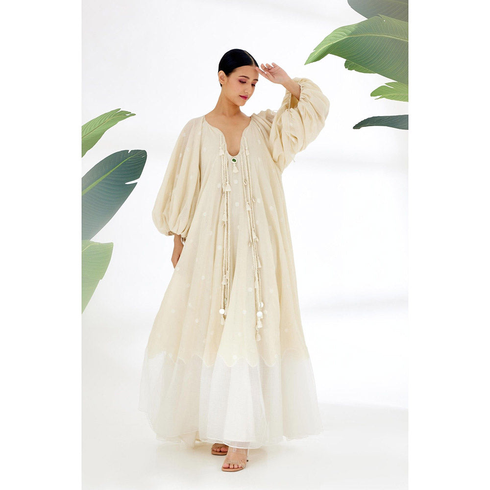 Nikasha Cream Polka Dot Maxi Dress