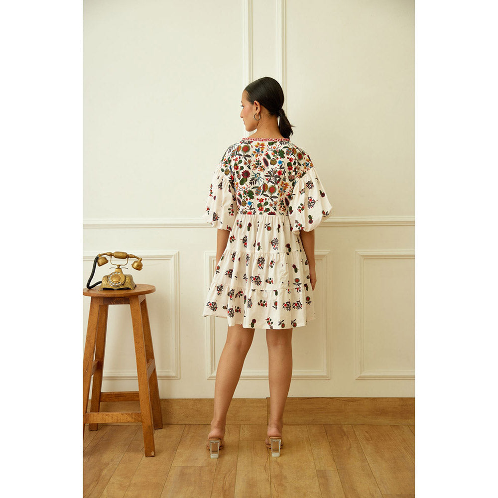 Nikasha Ivory Kohinoor Poplin Buta Print Dress