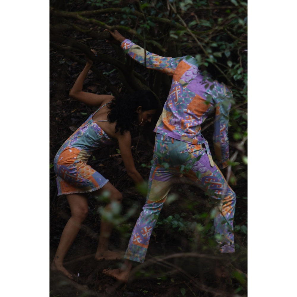 Nirmooha Multicolor Geo Printed Denim Shirt and Pant