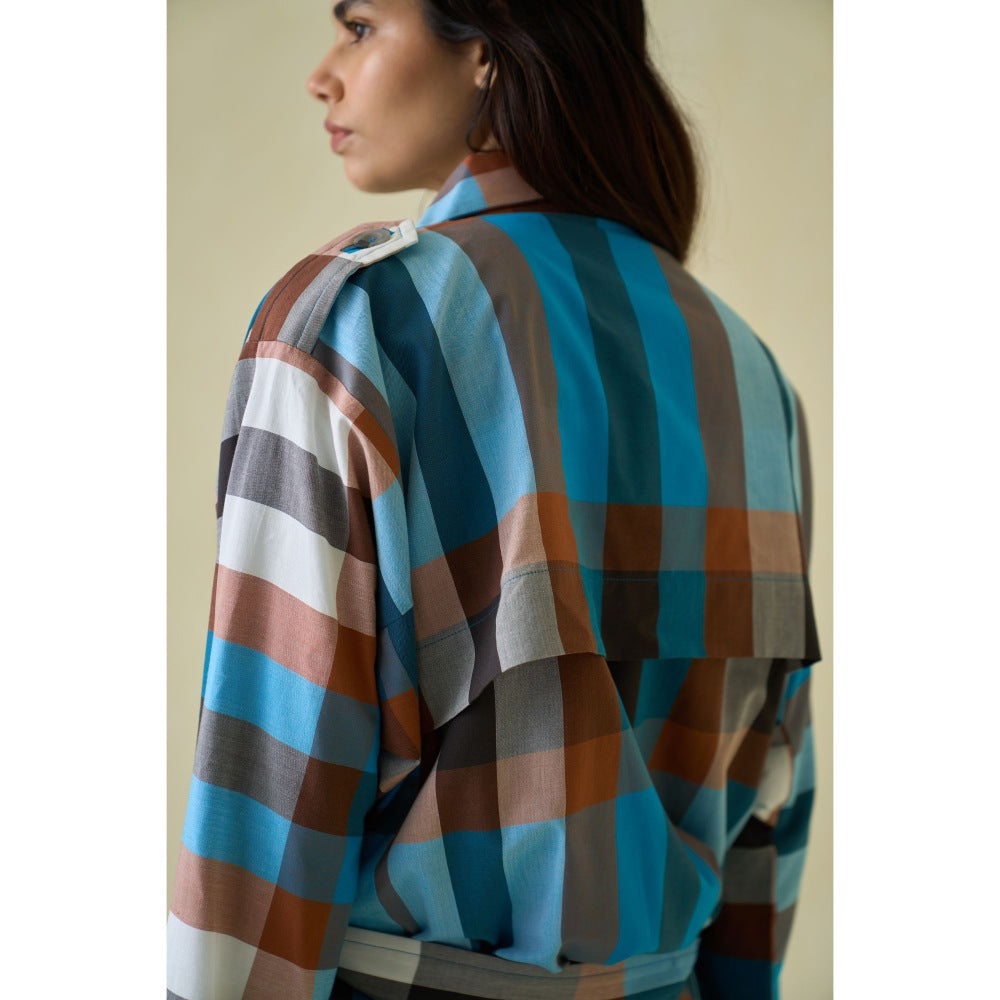 No Grey Area Multi-Color Madras Asymmetric Trench (Set of 2)