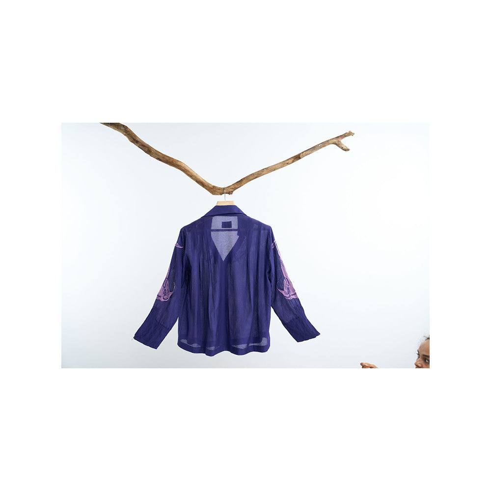 nona Lehr Pleated Shirt-Indigo